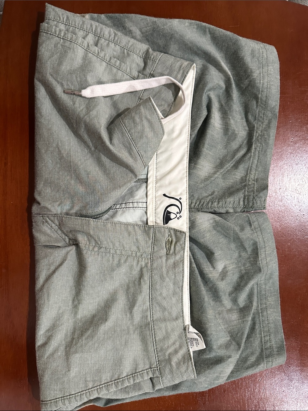 Men's Olive Quicksilver Green Swim Trunks with Drawstring Waist-9”